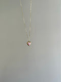 Gold Color Steel Minimal Pink Heart Necklace
