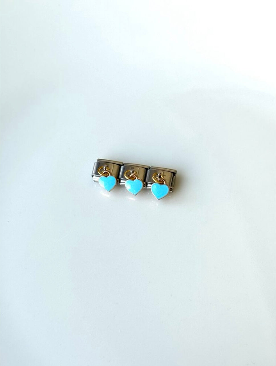 Italian Bracelet Dangle Blue Heart Charm