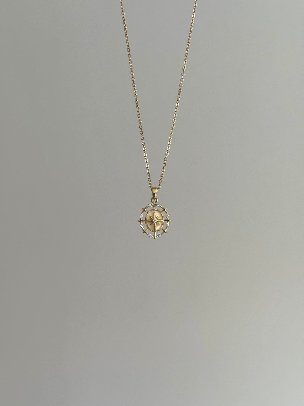 Steel Gold Tone Stone Star Necklace