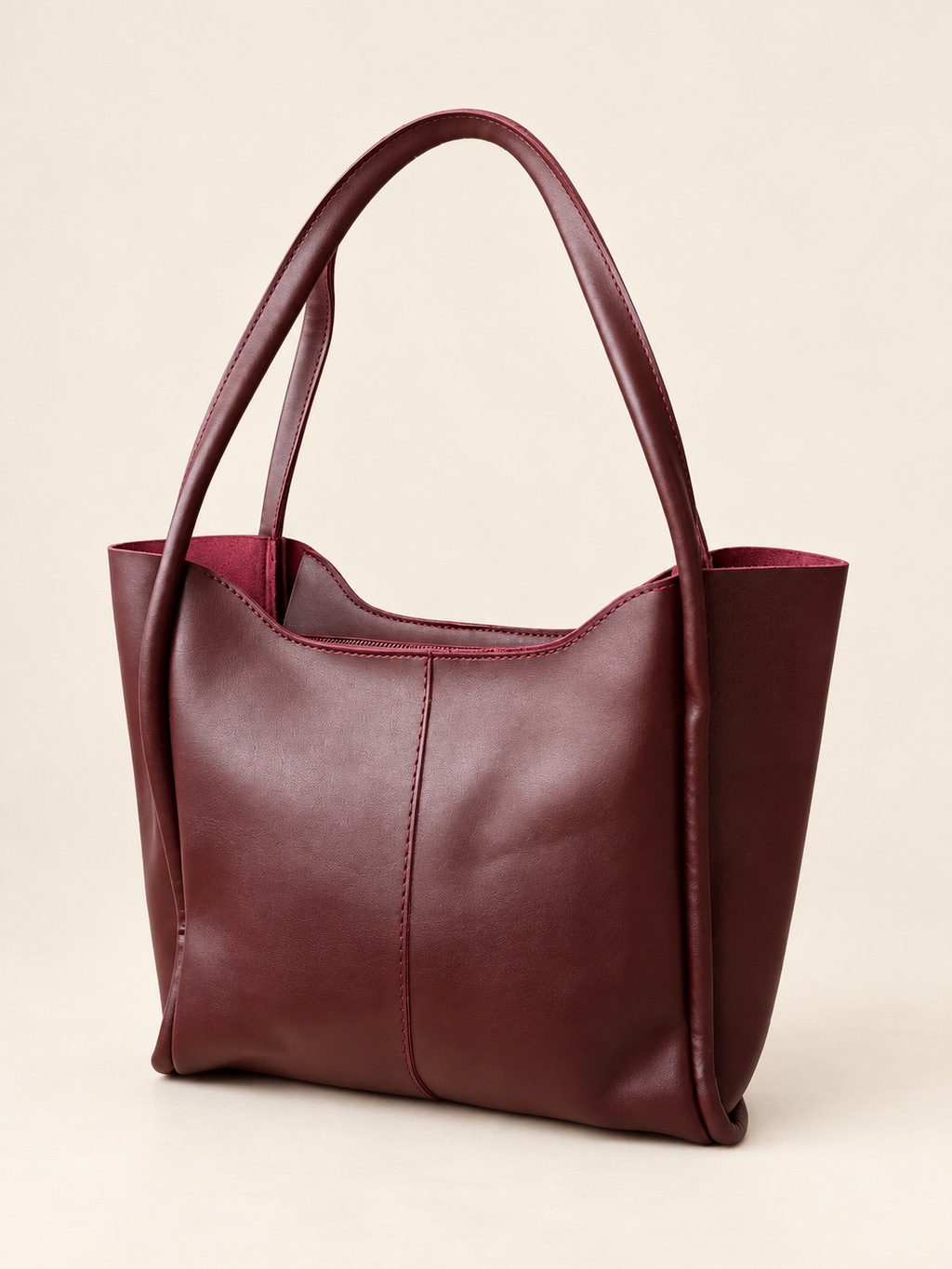 Bordo Kadın Omuz Çantası – Uzun Saplı Geniş Tote Model