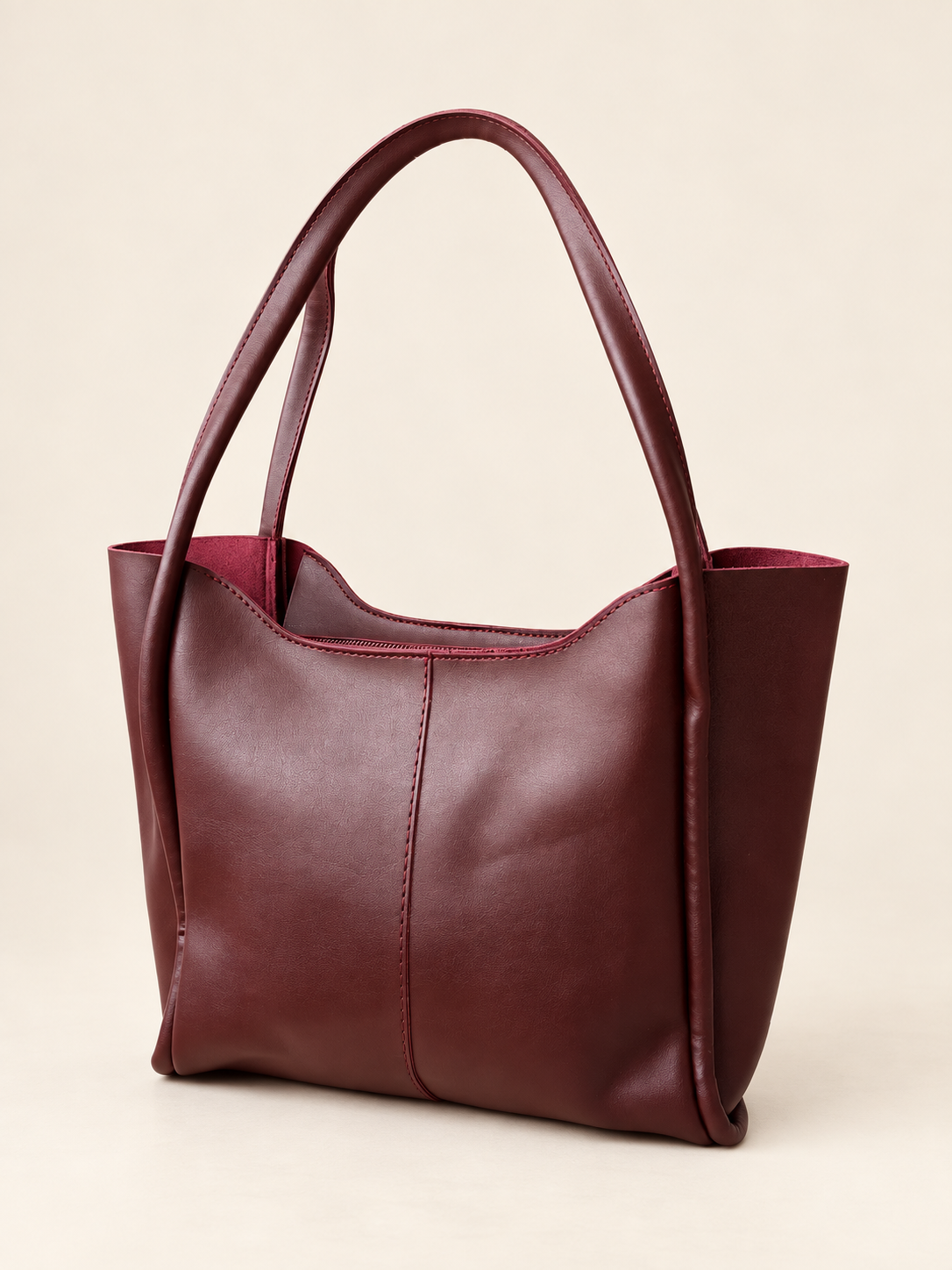 Bordo Kadın Omuz Çantası – Uzun Saplı Geniş Tote Model