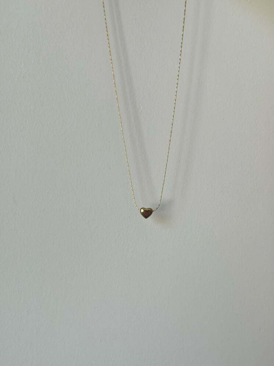 Steel Gold Tone Minimal Heart Necklace