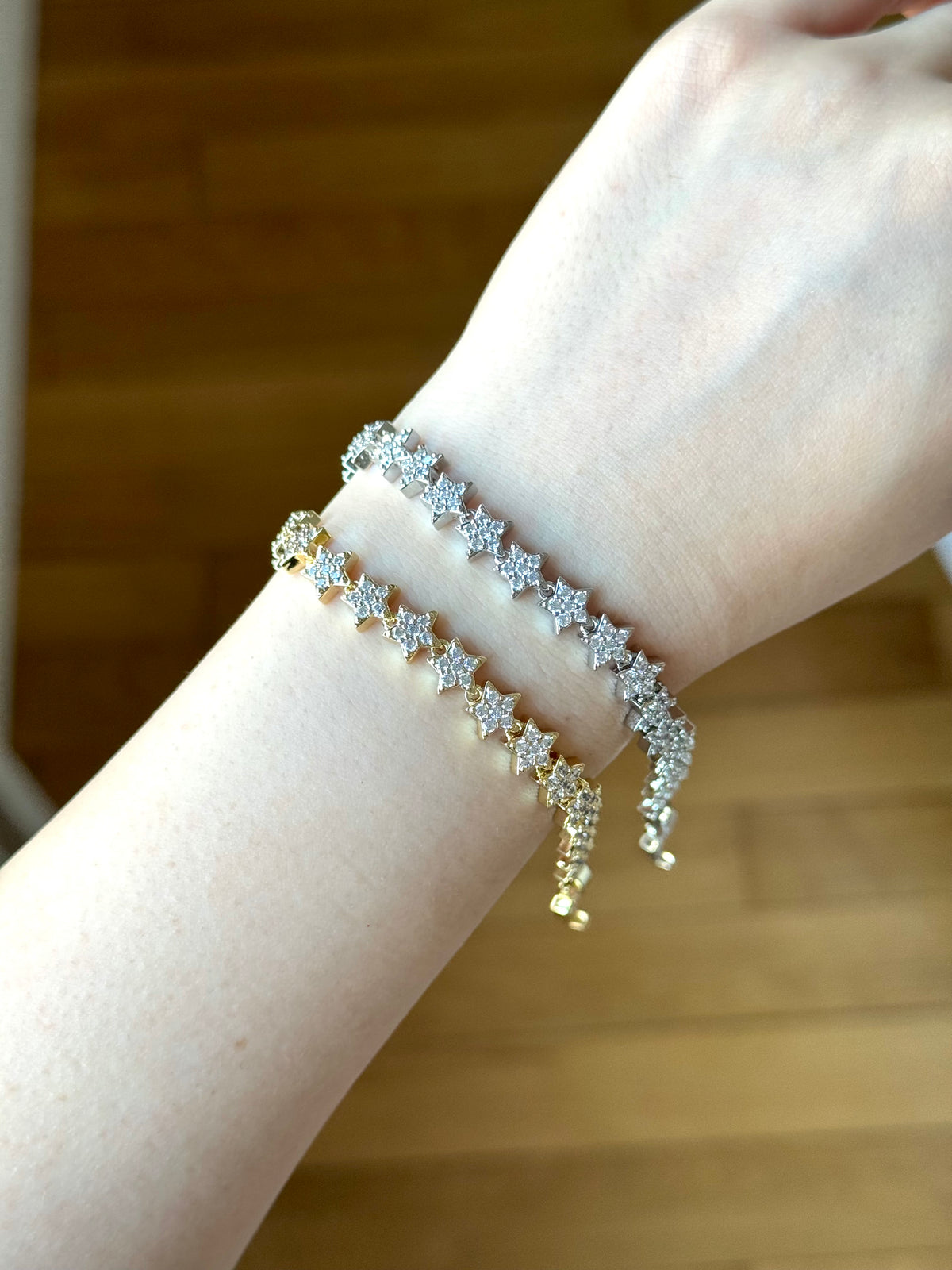 Gold and Silver Plated Zircon Stone Star Bracelet