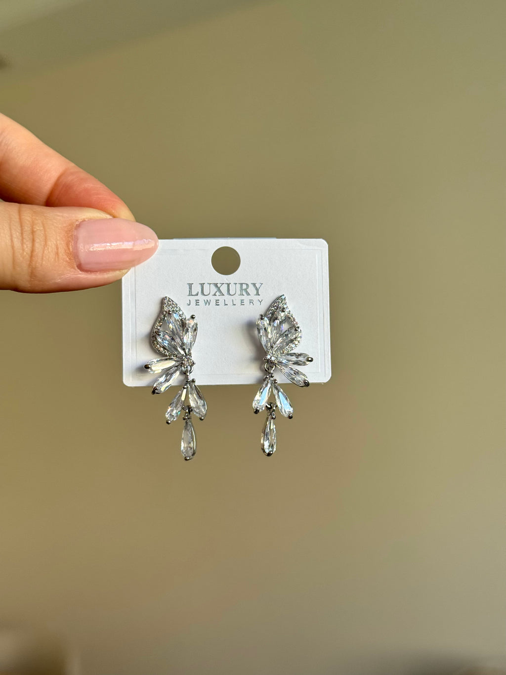 Silver Plated Zircon Stone Dangle Fairy Earrings