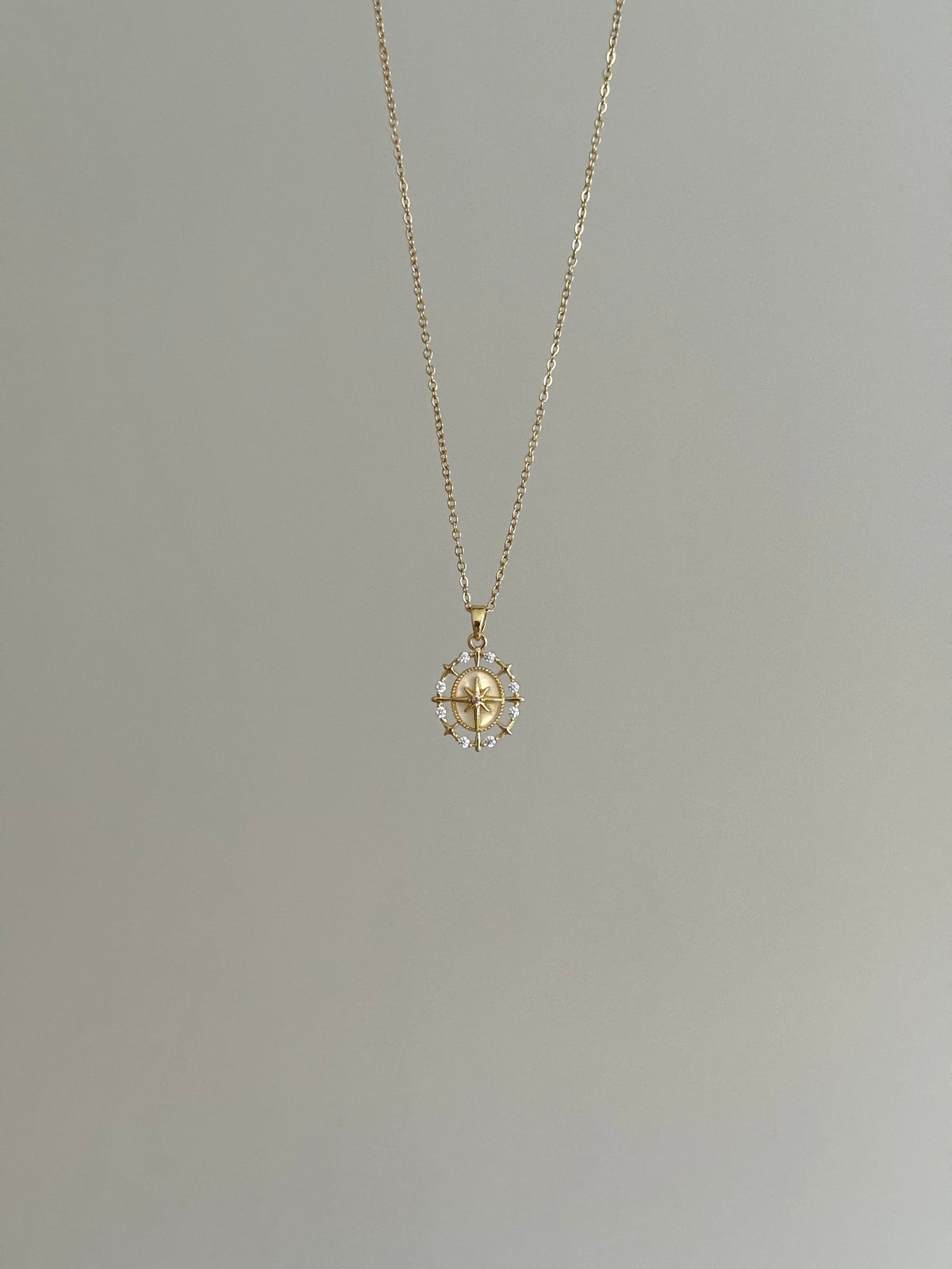 Steel Gold Tone Stone Star Necklace