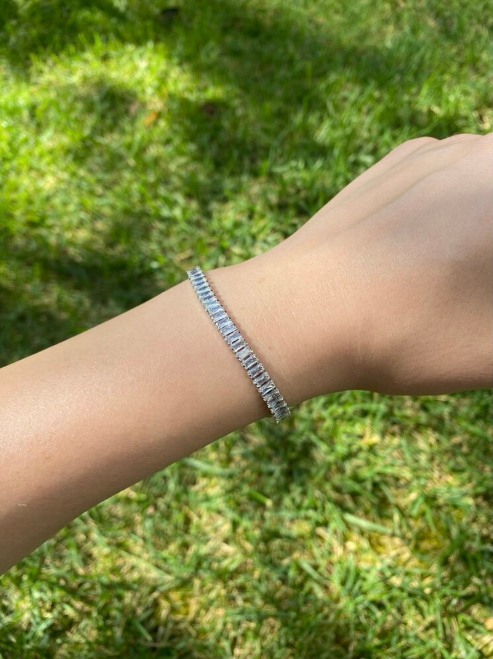 Silver Plated Zircon Stone Tennis Bracelet