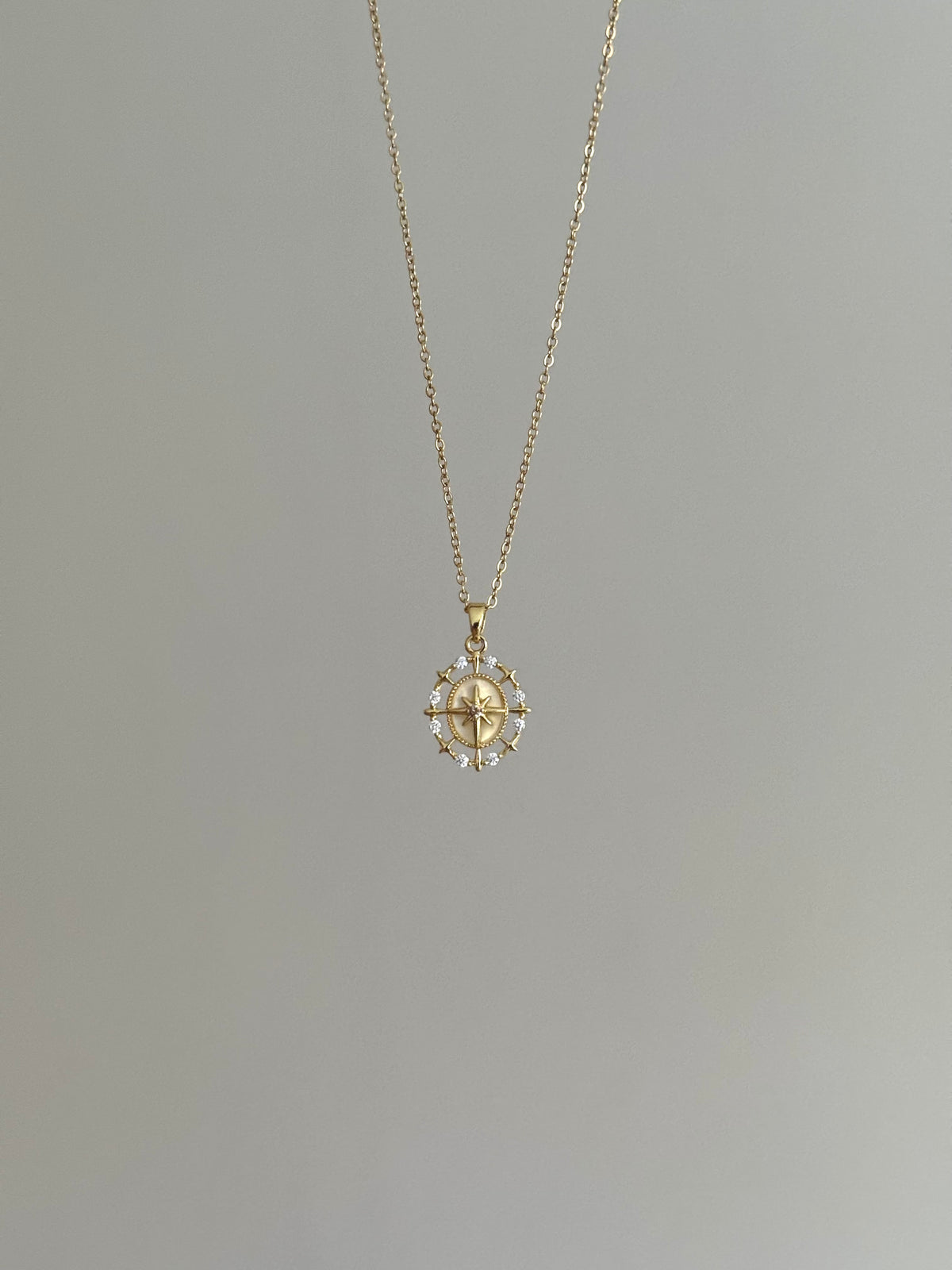 Steel Gold Tone Stone Star Necklace
