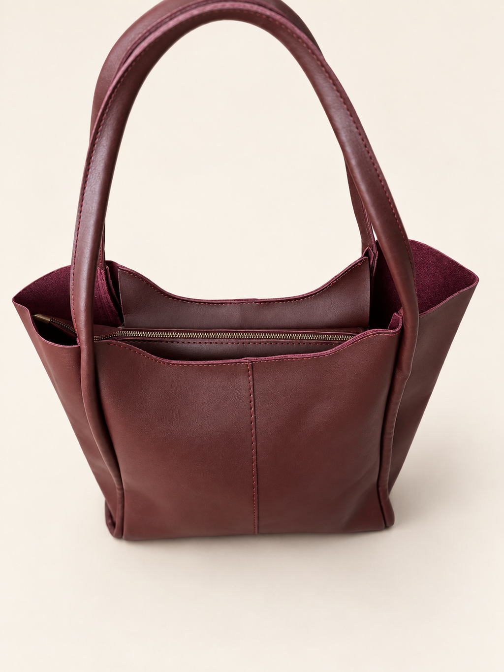 Bordo Kadın Omuz Çantası – Uzun Saplı Geniş Tote Model