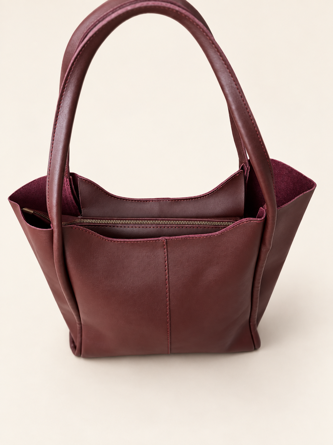 Bordo Kadın Omuz Çantası – Uzun Saplı Geniş Tote Model