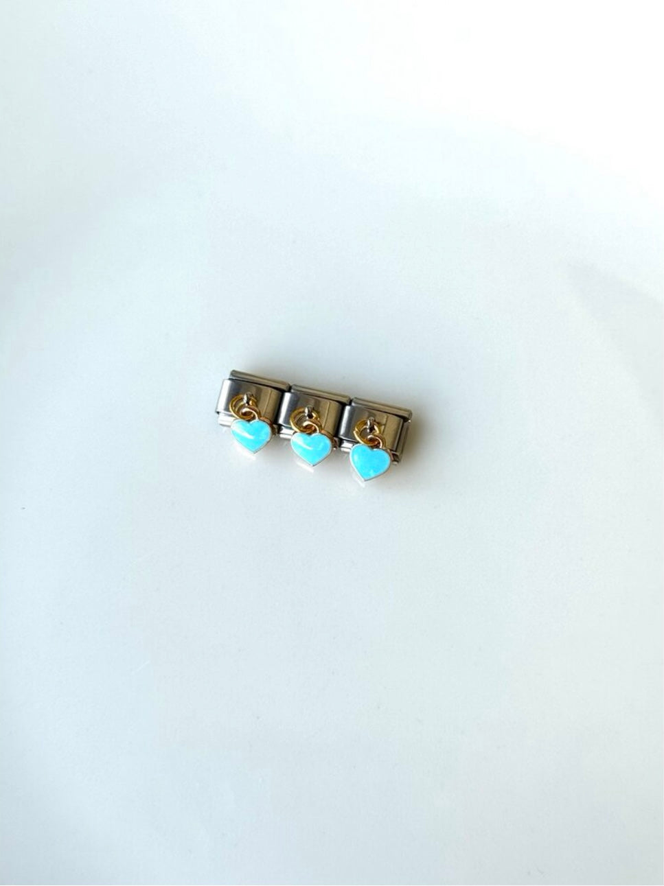 Italian Bracelet Dangle Blue Heart Charm