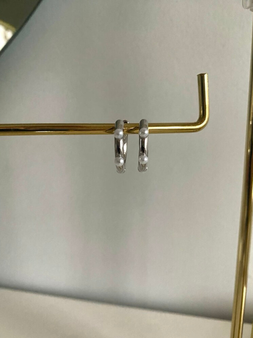 Silver Plated Pearl Detail Hoop Earrings