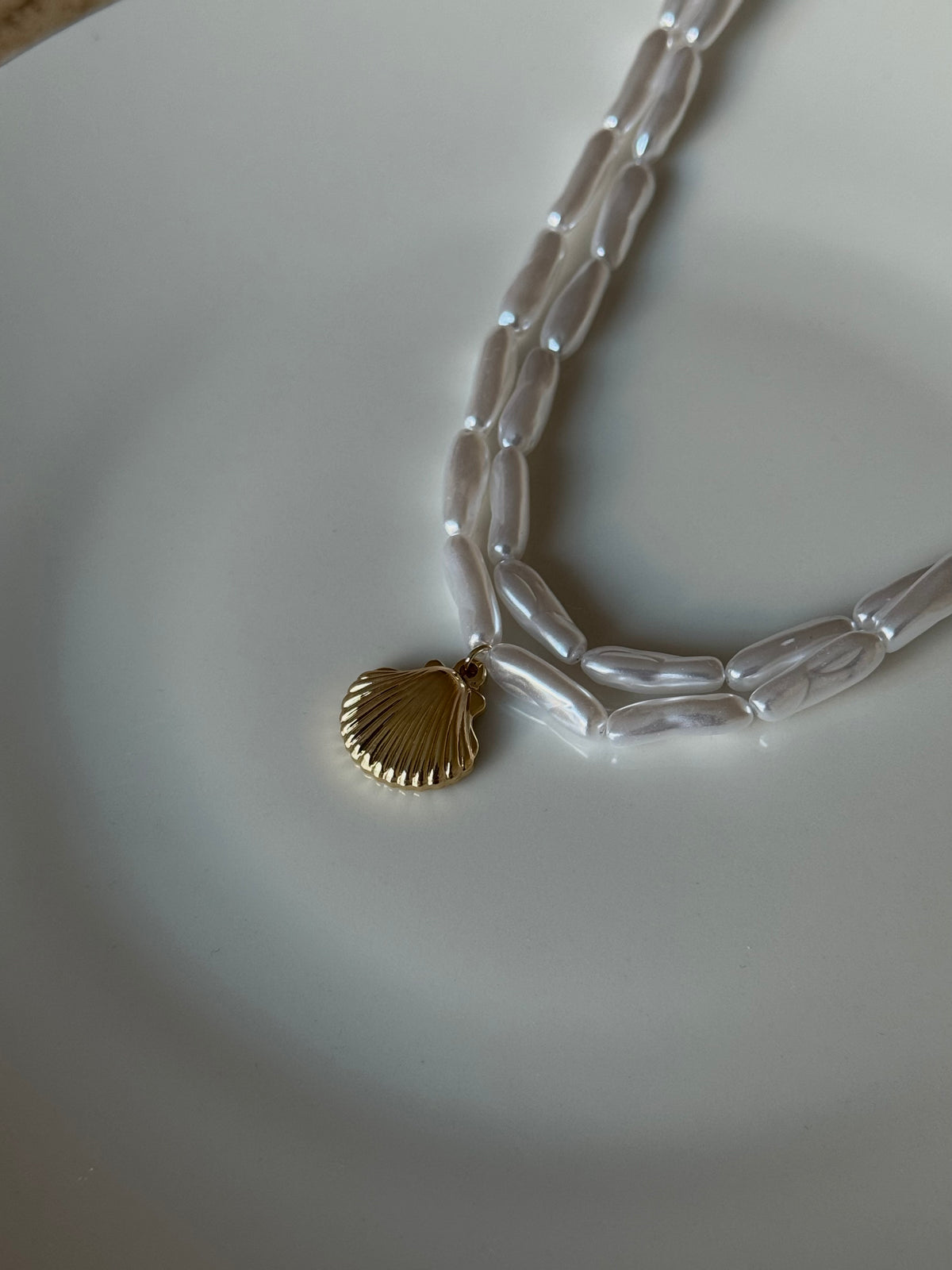 Gold Plated Double Row Seashell Necklace