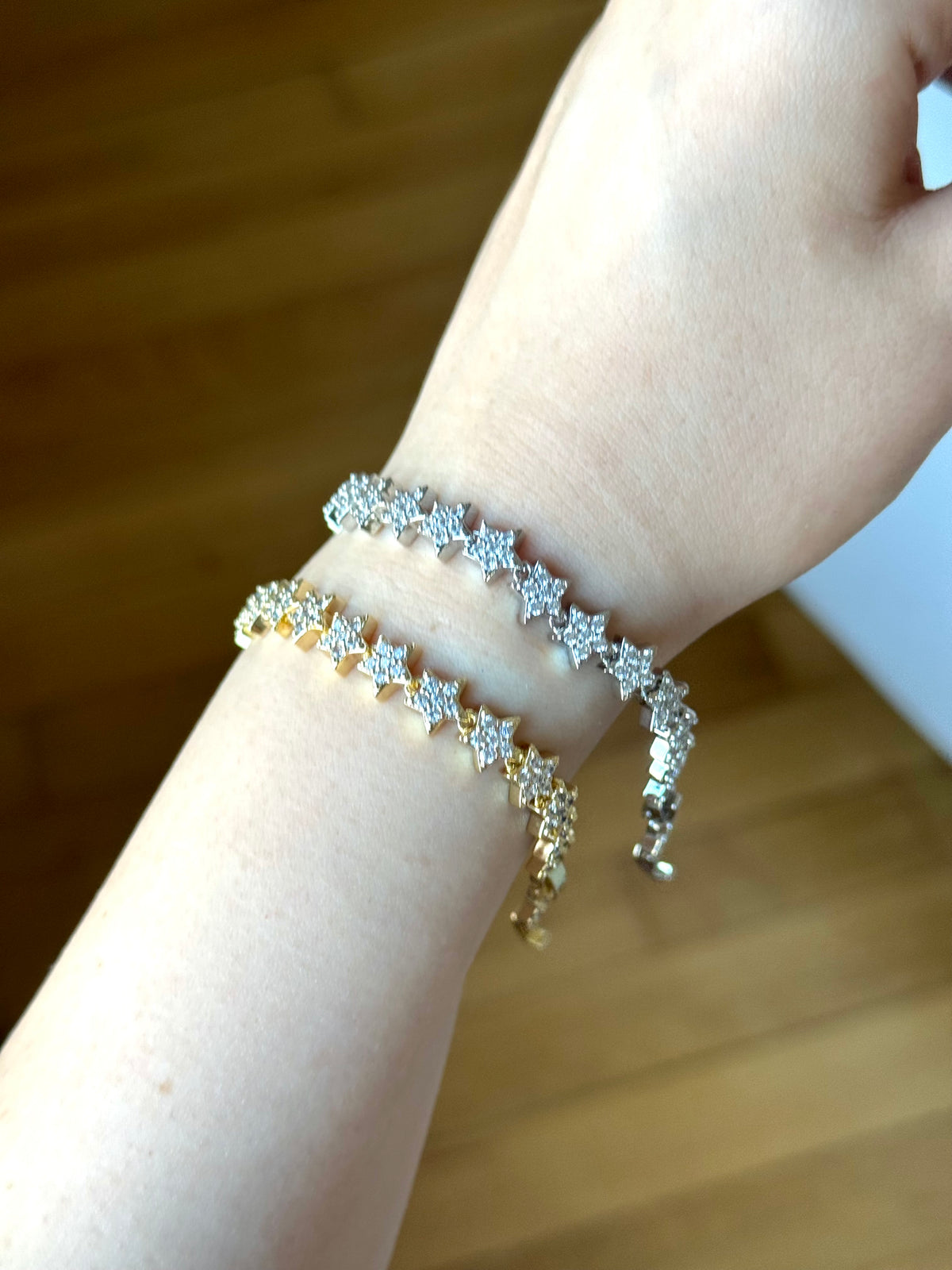 Gold and Silver Plated Zircon Stone Star Bracelet