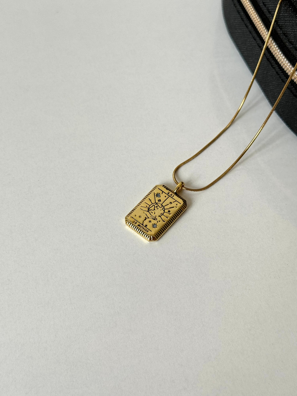 Gold Tone Steel World Medallion Necklace