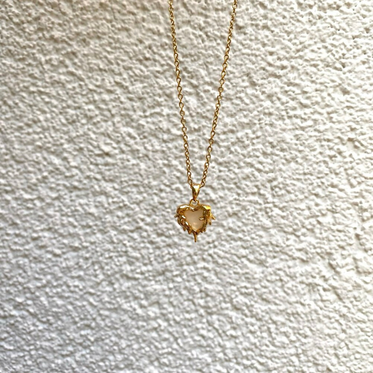 Steel Gold Tone Flame Heart Necklace