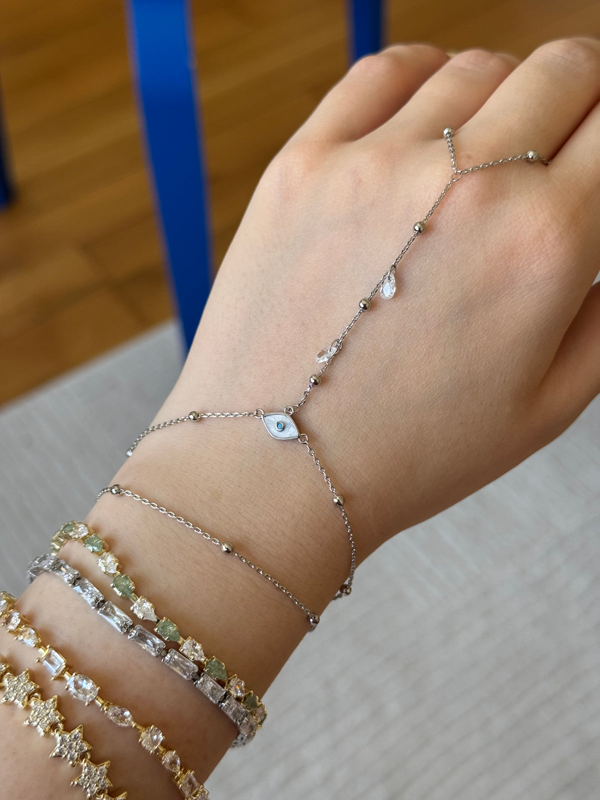 Silver Plated Nazar Bead Sahmeran Bracelet