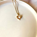 Steel Gold Tone Flame Heart Necklace