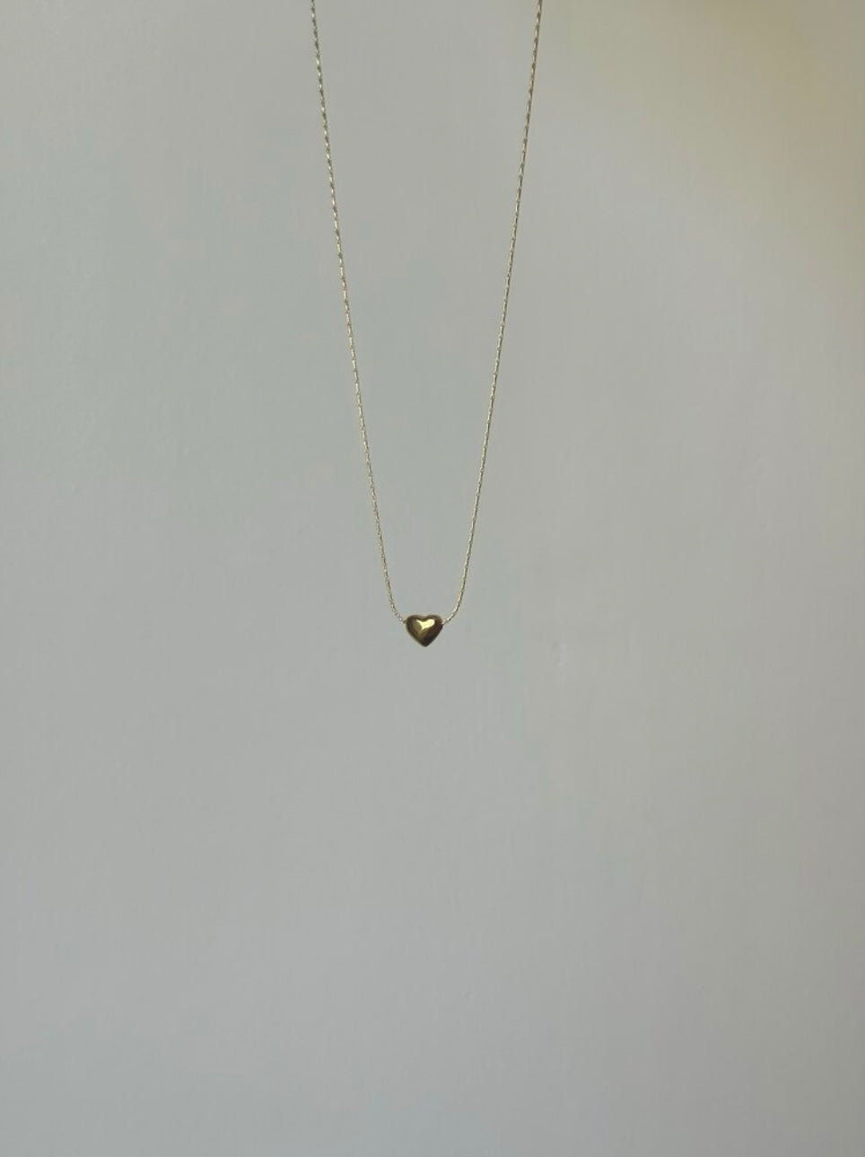 Steel Gold Tone Minimal Heart Necklace