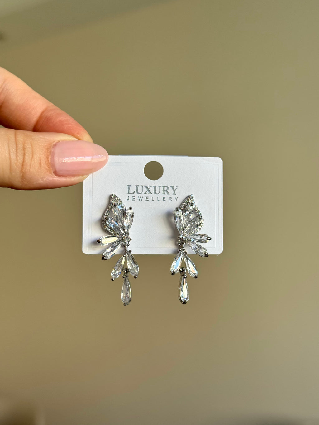 Silver Plated Zircon Stone Dangle Fairy Earrings