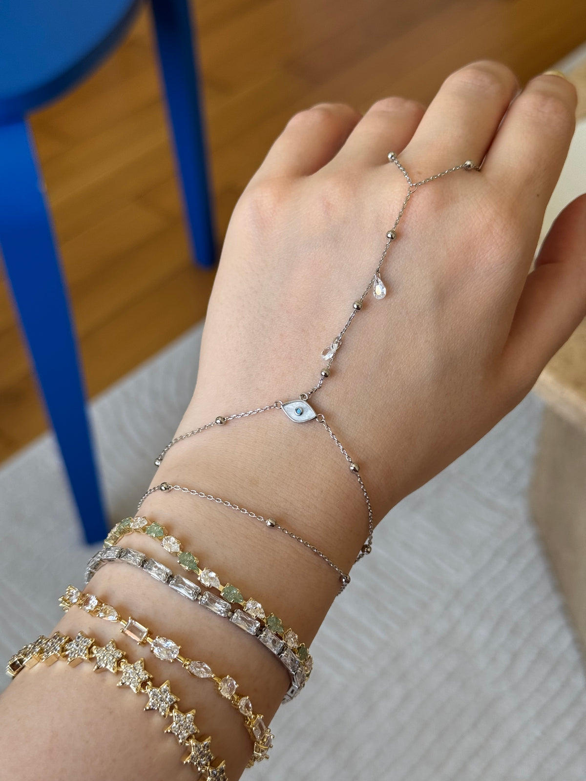 Silver Plated Nazar Bead Sahmeran Bracelet