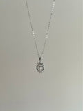 Steel Silver Color Pearl and Rose Motif Vintage Necklace