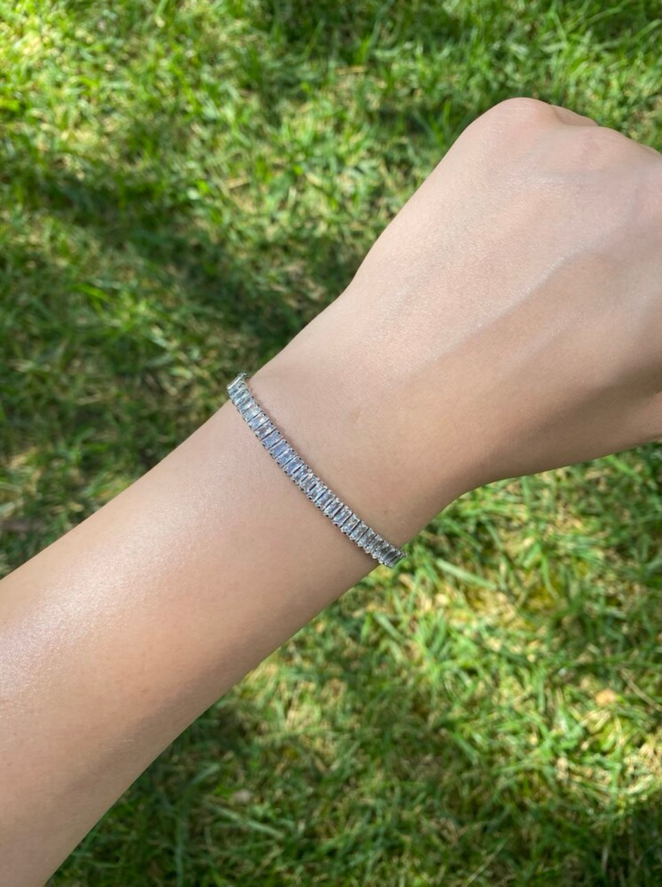 Silver Plated Zircon Stone Tennis Bracelet