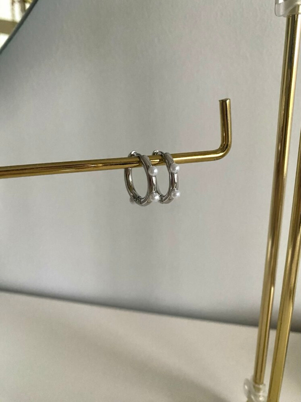 Silver Plated Pearl Detail Hoop Earrings
