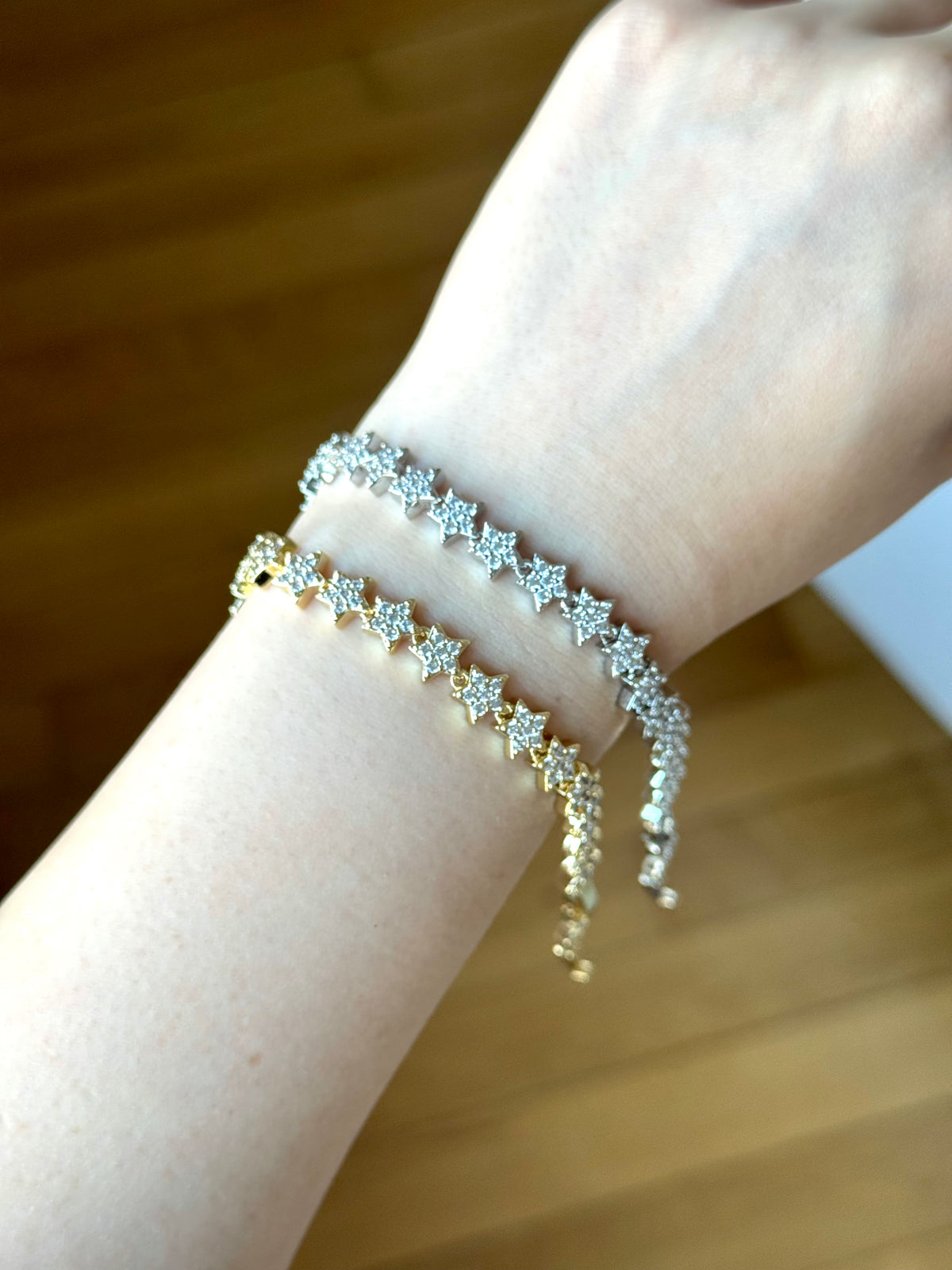Gold and Silver Plated Zircon Stone Star Bracelet