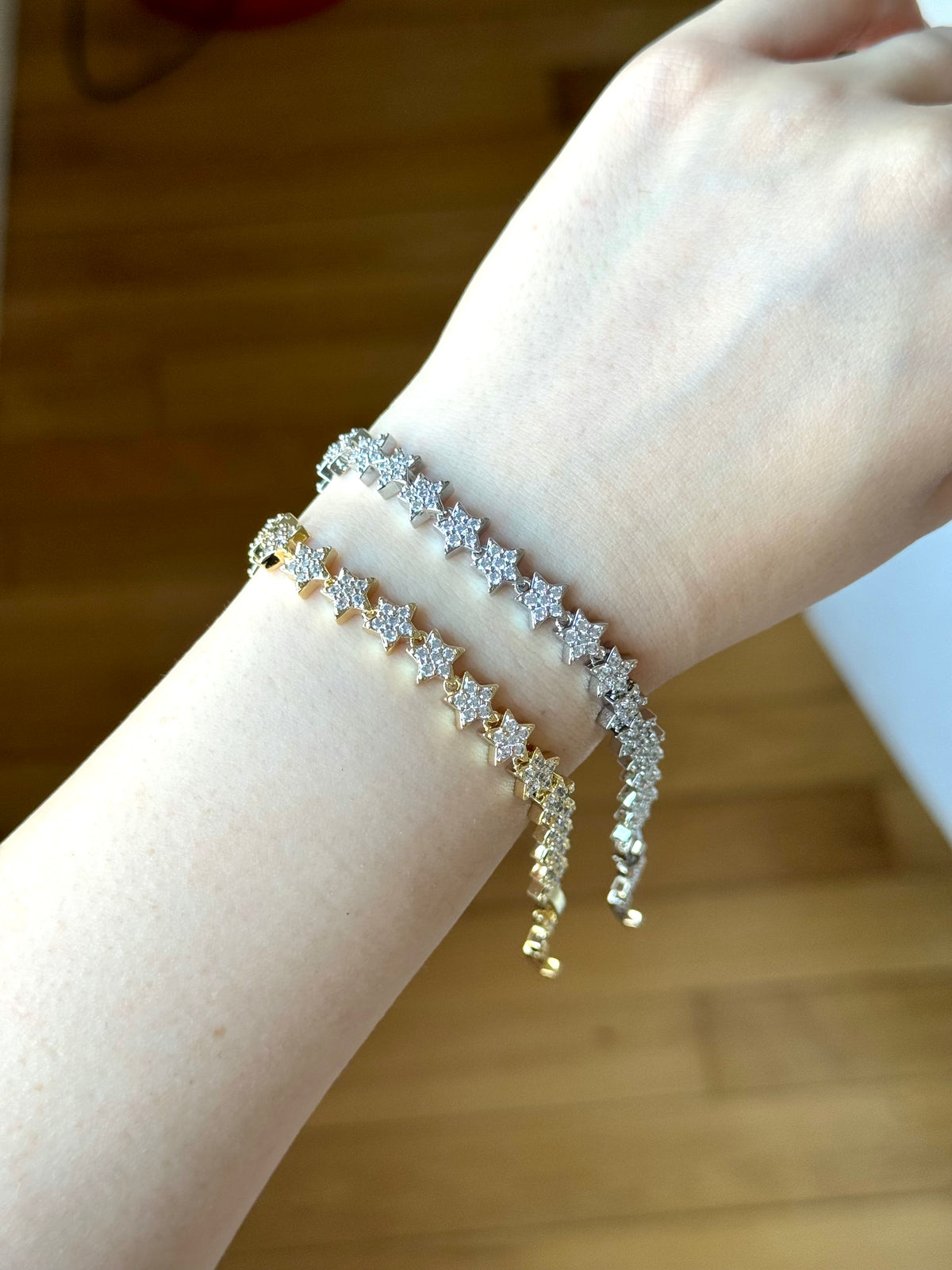 Gold and Silver Plated Zircon Stone Star Bracelet