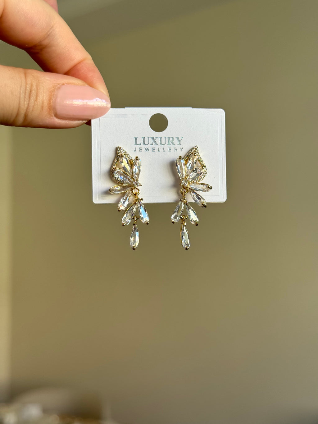 Gold Plated Zircon Stone Dangle Fairy Earrings