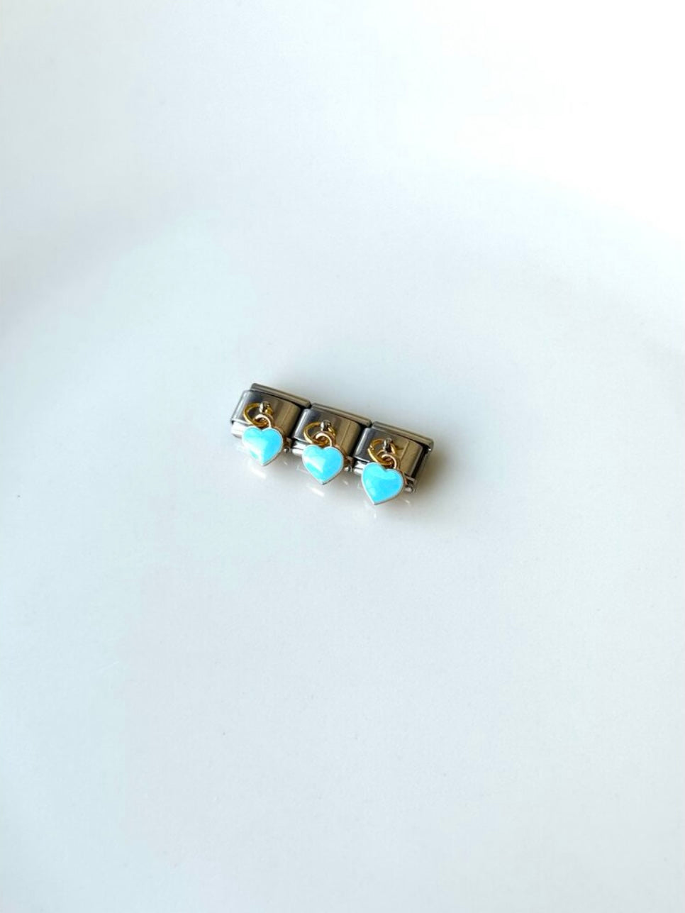 Italian Bracelet Dangle Blue Heart Charm