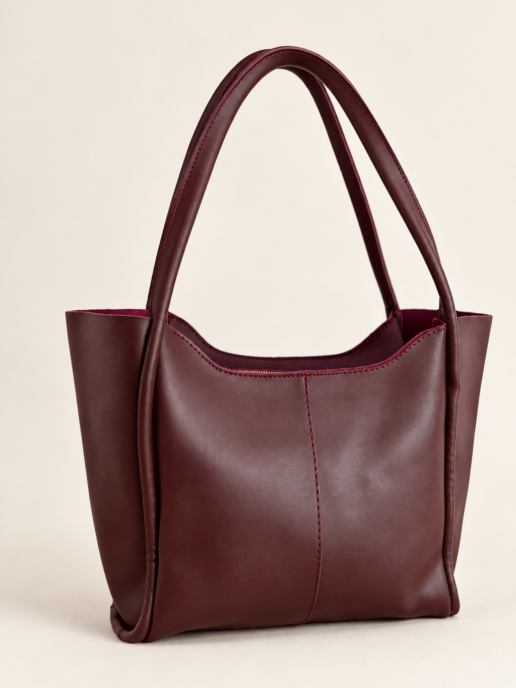 Bordo Kadın Omuz Çantası – Uzun Saplı Geniş Tote Model