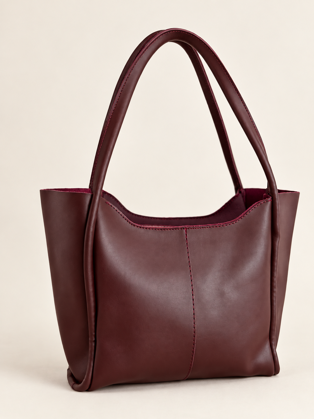 Bordo Kadın Omuz Çantası – Uzun Saplı Geniş Tote Model