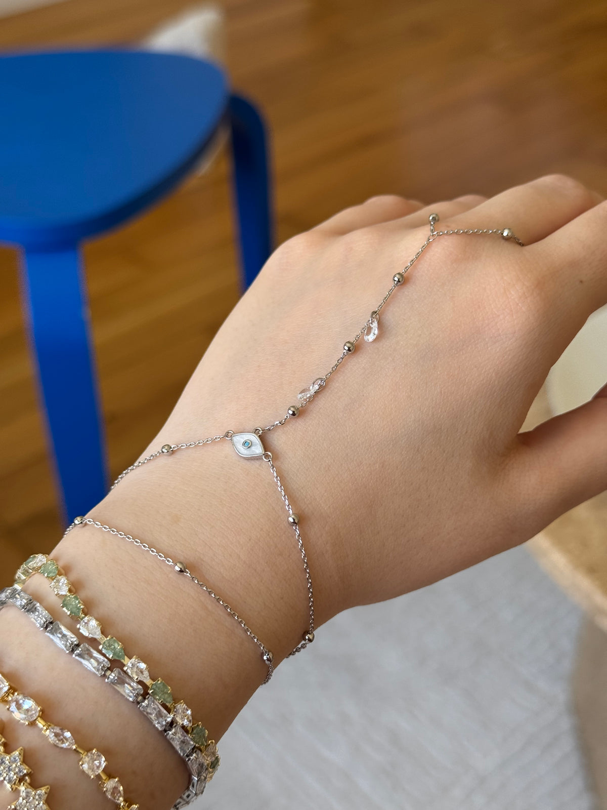 Silver Plated Nazar Bead Sahmeran Bracelet