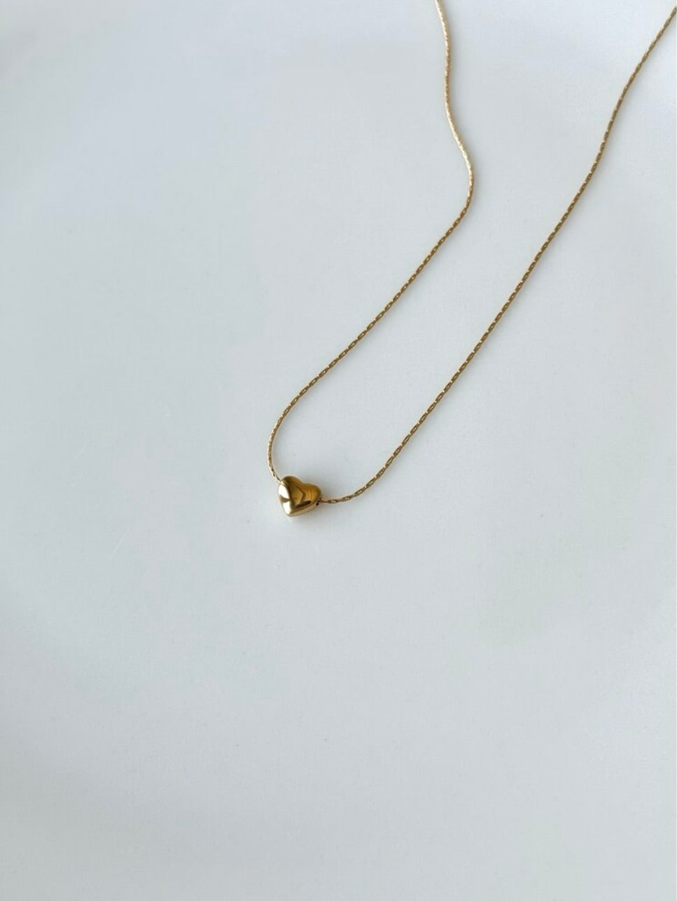 Steel Gold Tone Minimal Heart Necklace