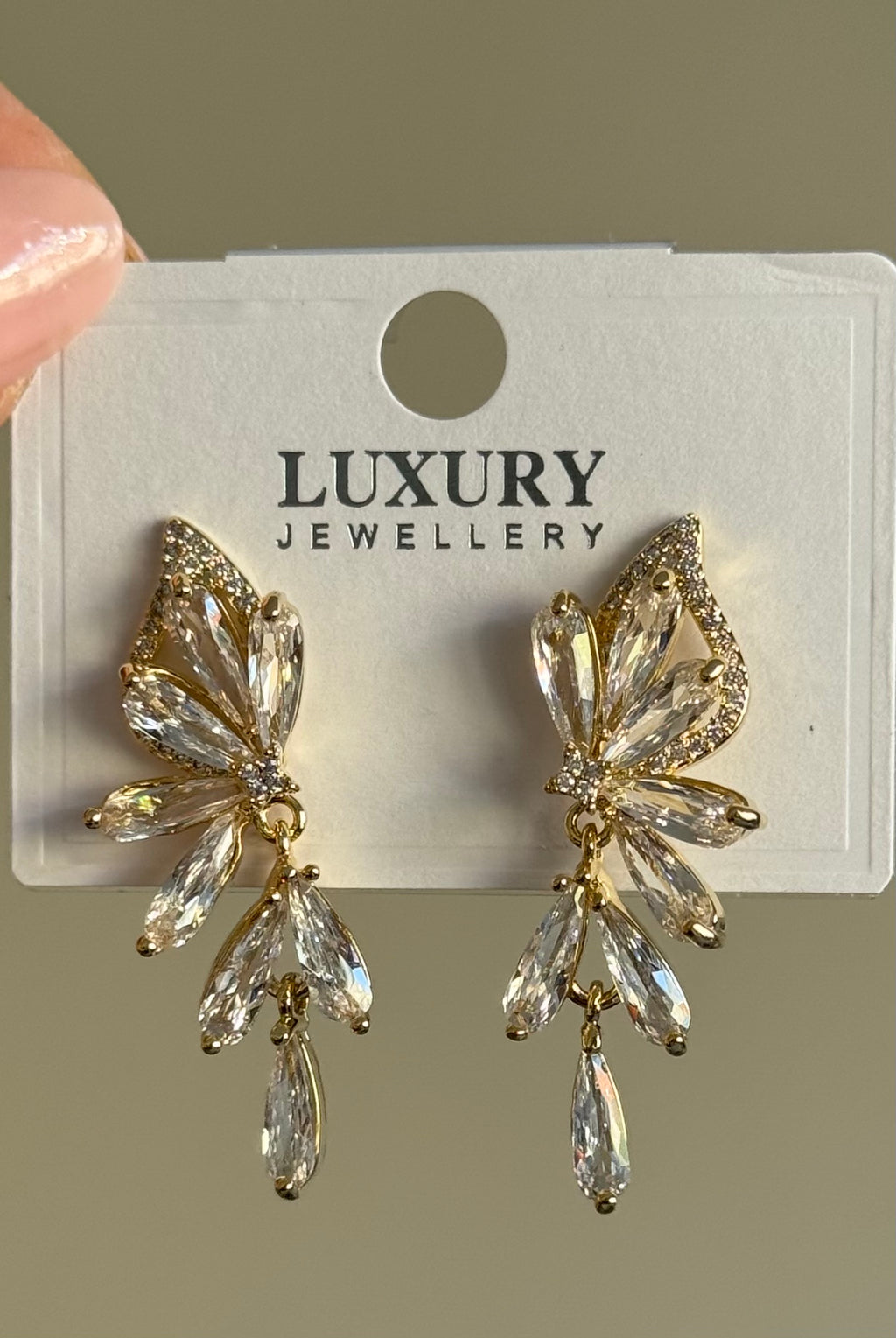 Gold Plated Zircon Stone Dangle Fairy Earrings