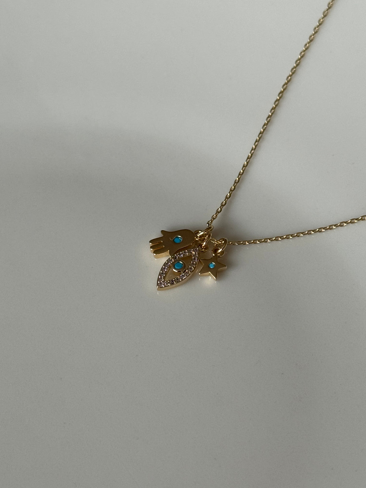 Gold Plated Three-Charm Necklace