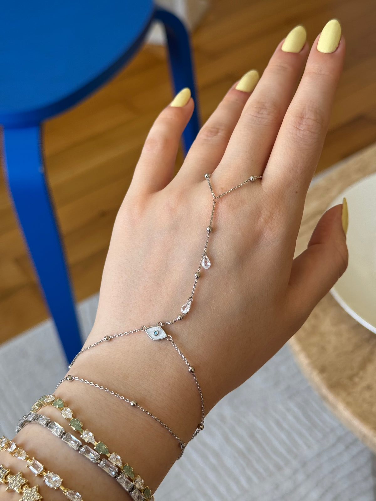 Silver Plated Nazar Bead Sahmeran Bracelet