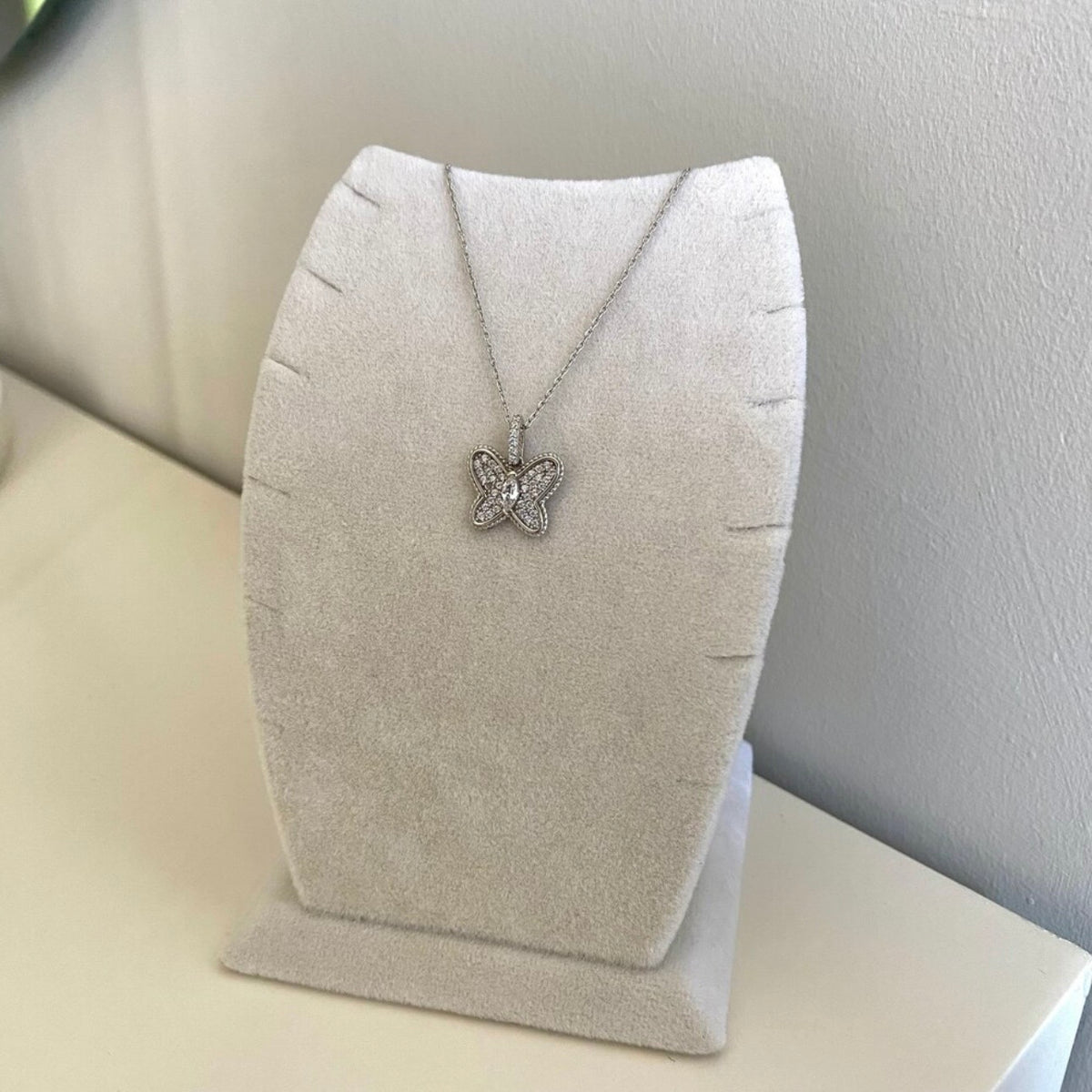 925 Sterling Silver Zircon Stone Butterfly Necklace