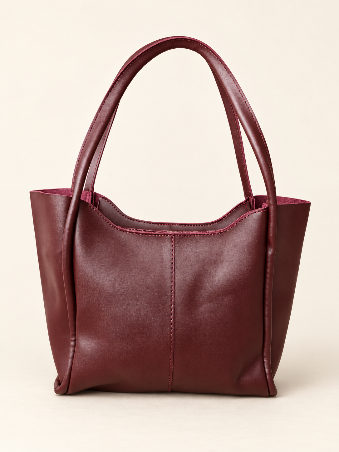 Bordo Kadın Omuz Çantası – Uzun Saplı Geniş Tote Model