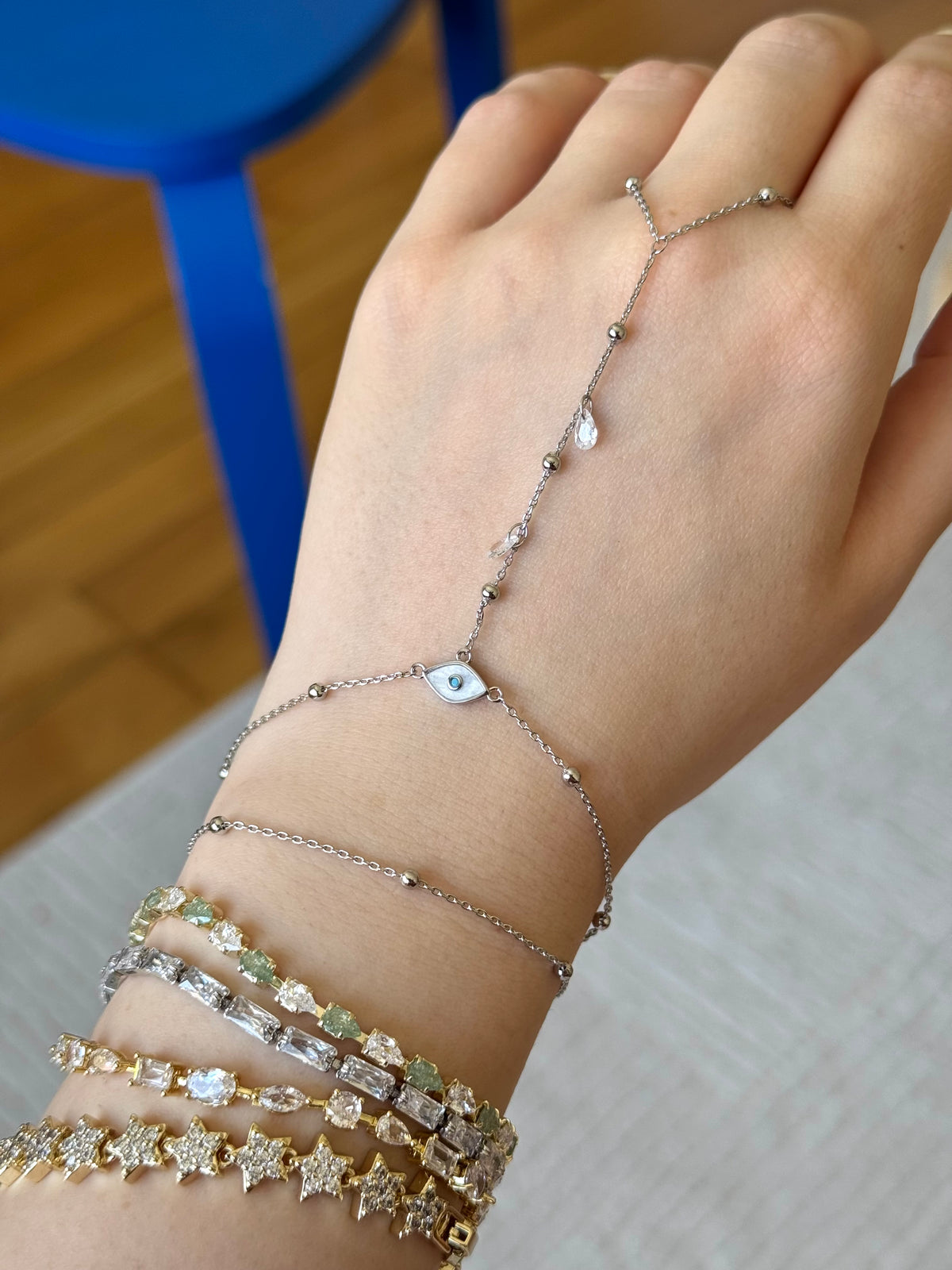 Silver Plated Nazar Bead Sahmeran Bracelet