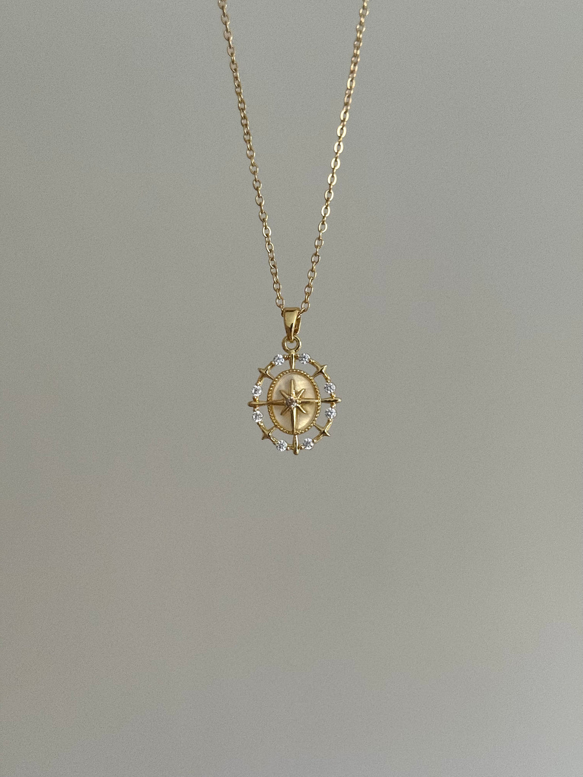Steel Gold Tone Stone Star Necklace