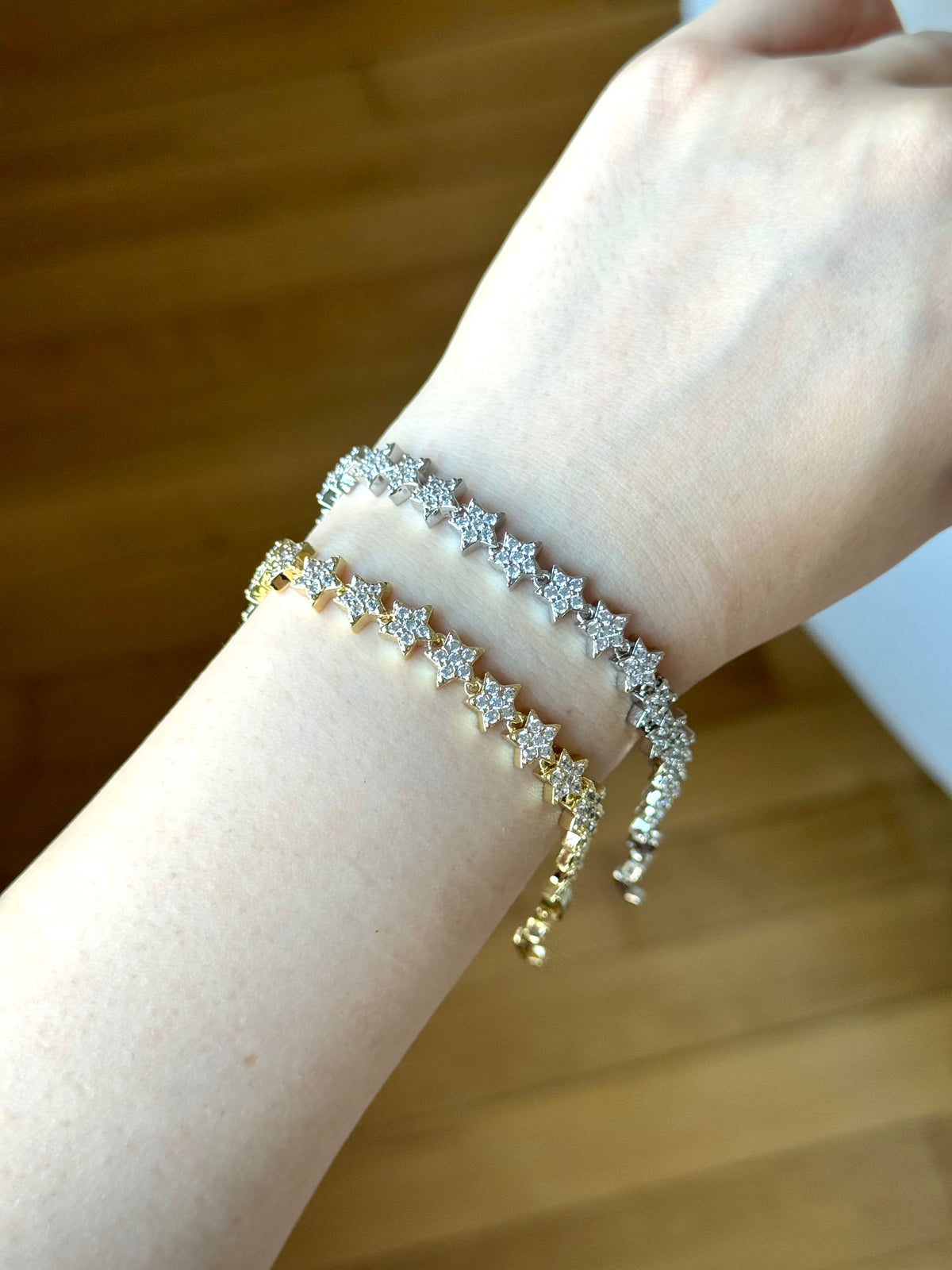 Gold and Silver Plated Zircon Stone Star Bracelet