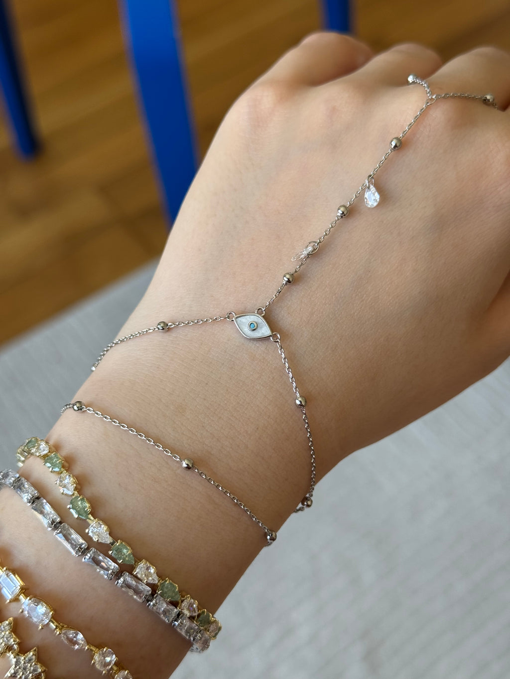 Silver Plated Nazar Bead Sahmeran Bracelet