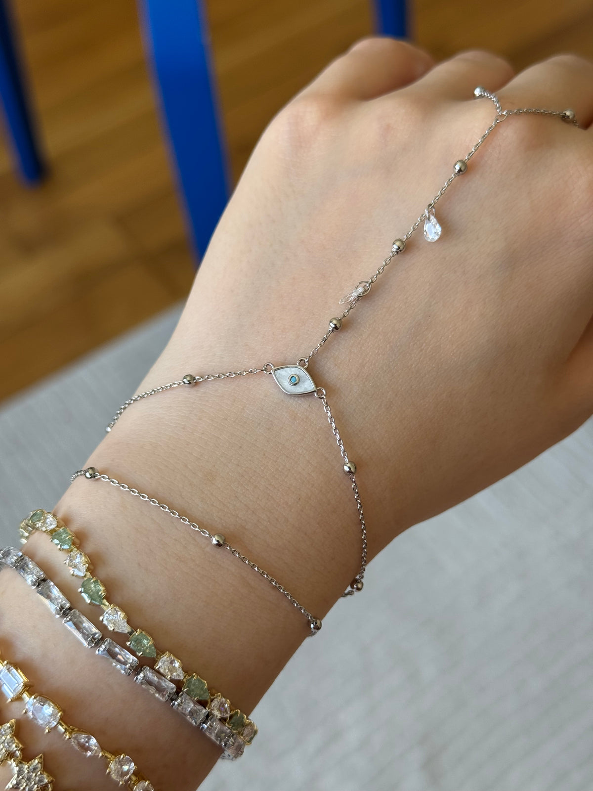 Silver Plated Nazar Bead Sahmeran Bracelet