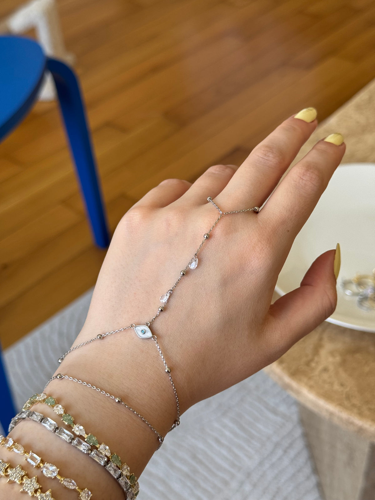Silver Plated Nazar Bead Sahmeran Bracelet