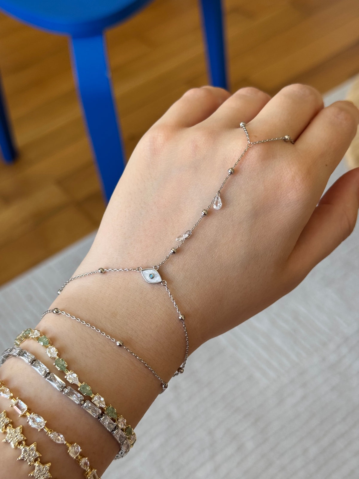 Silver Plated Nazar Bead Sahmeran Bracelet