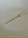 Gold Plated Heart Y-Necklace with White Stones