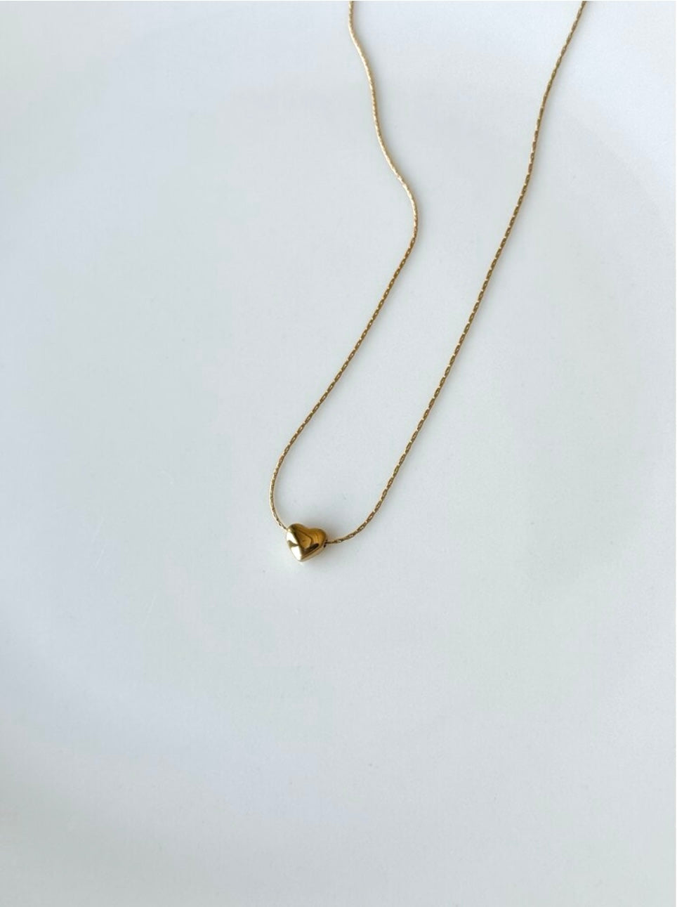 Steel Gold Tone Minimal Heart Necklace