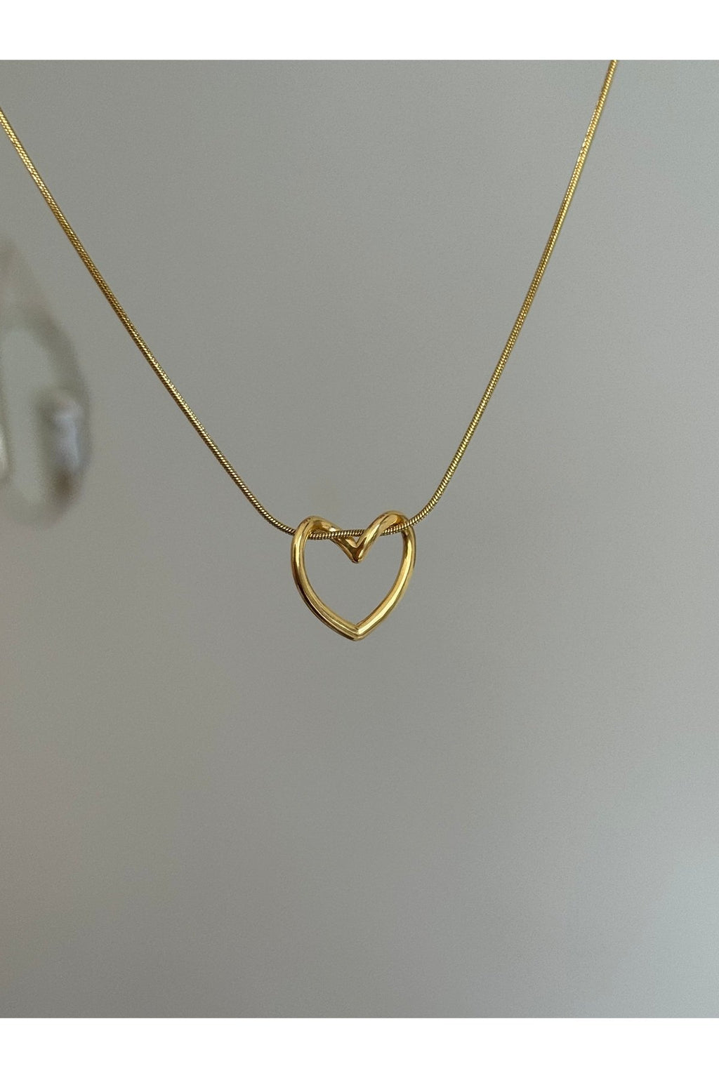 Steel Gold Tone Heart Necklace